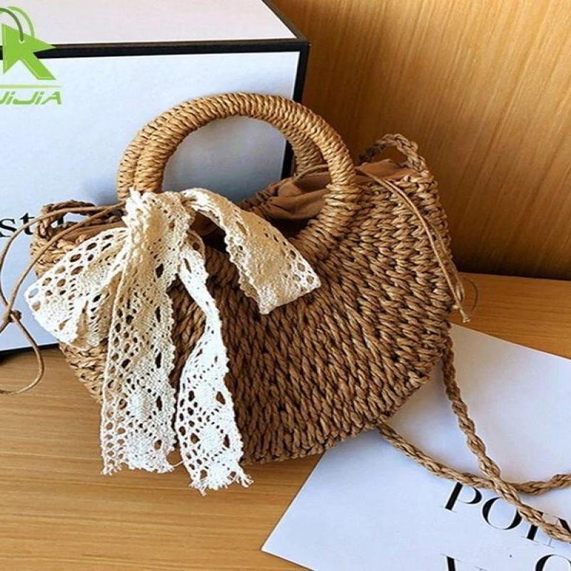 Handmade Semicircle Rattan Straw Bag – Women