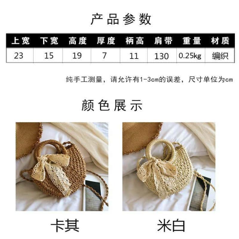 Handmade Semicircle Rattan Straw Bag – Women - image 3