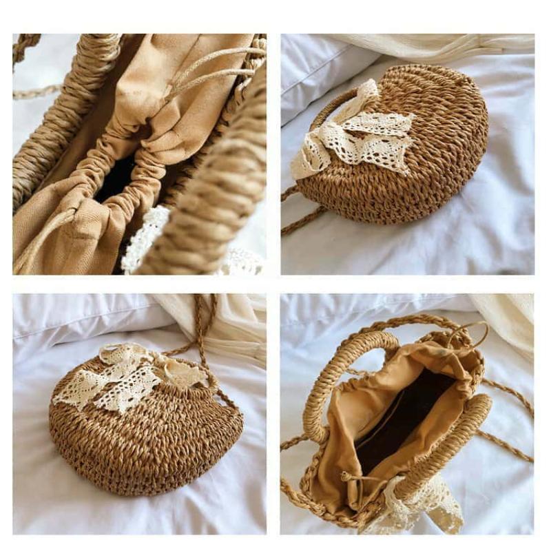 Handmade Semicircle Rattan Straw Bag – Women - image 5