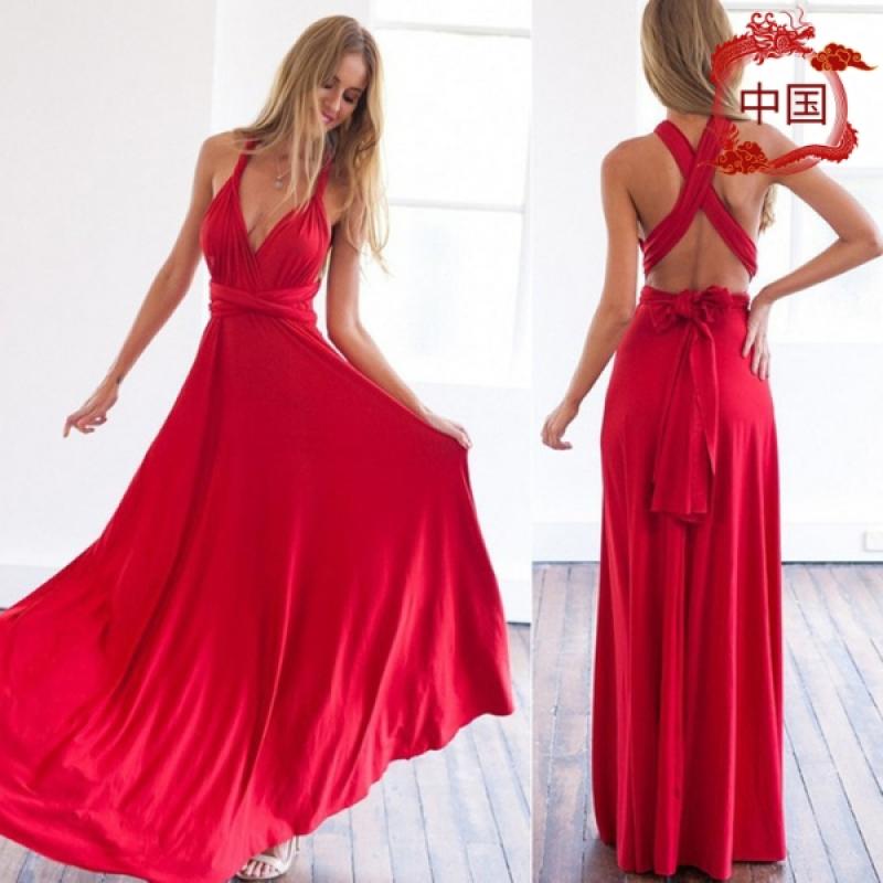 European and American popular multi-wear multi-string cross-back sexy bandage dress long dress - image 3