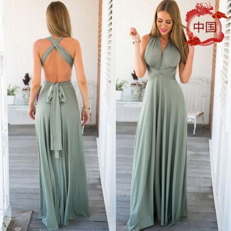 European and American popular multi-wear multi-string cross-back sexy bandage dress long dress - image 4