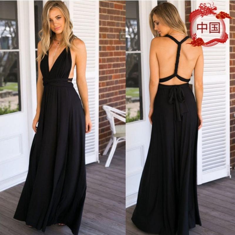 European and American popular multi-wear multi-string cross-back sexy bandage dress long dress