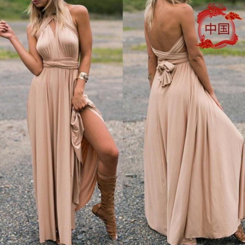 European and American popular multi-wear multi-string cross-back sexy bandage dress long dress - image 5