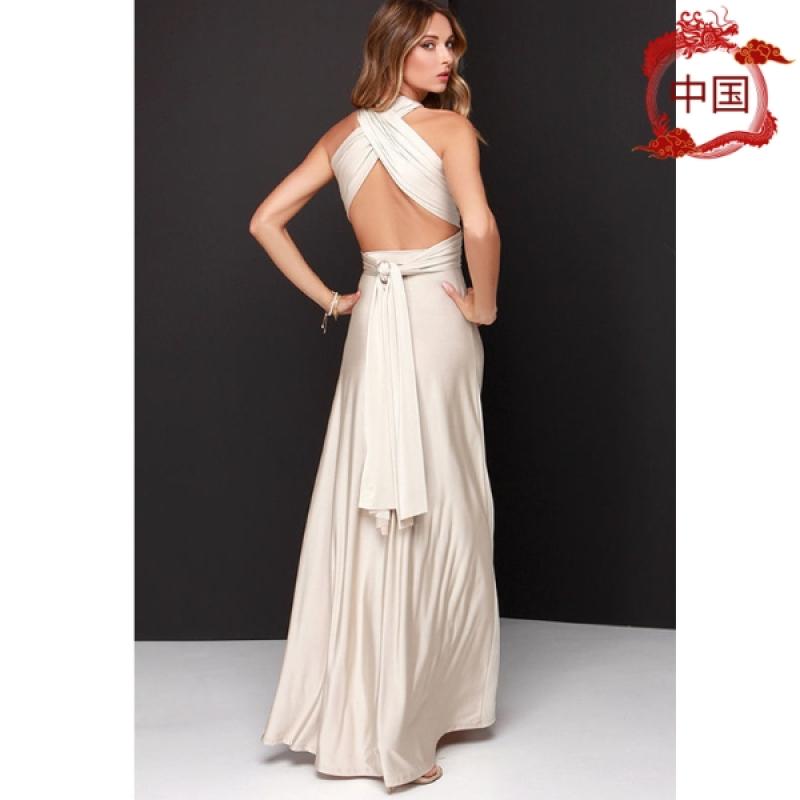 European and American popular multi-wear multi-string cross-back sexy bandage dress long dress - image 6