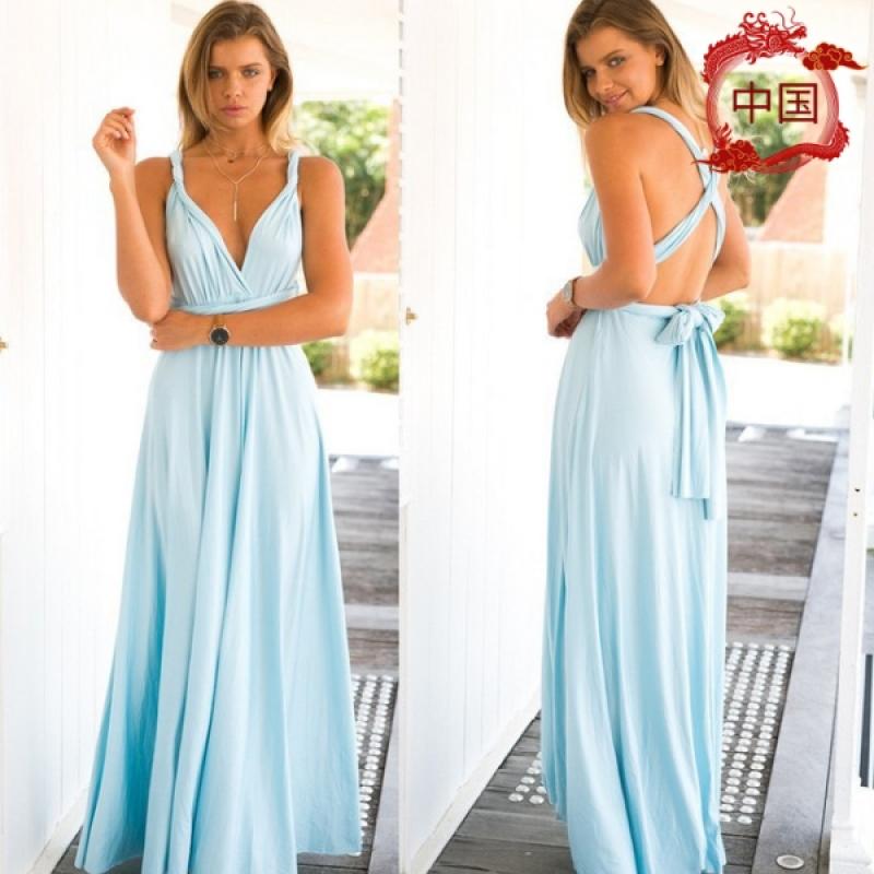 European and American popular multi-wear multi-string cross-back sexy bandage dress long dress - image 7