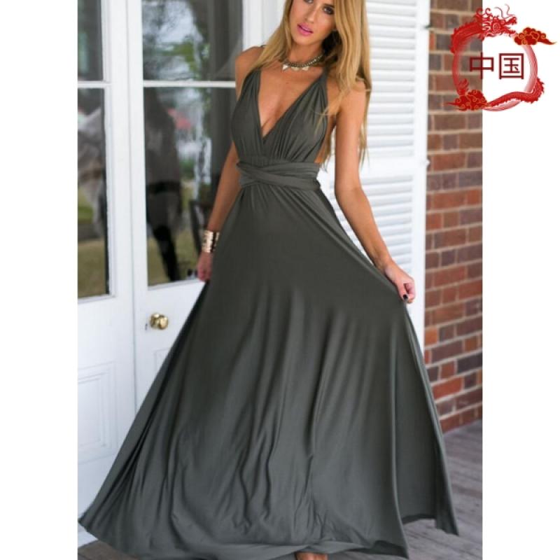 European and American popular multi-wear multi-string cross-back sexy bandage dress long dress - image 10