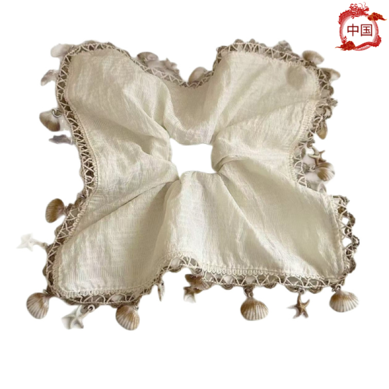 Cool summer Bohemian shell square scarf hair band hair rope square head rope versatile design niche hair accessories - image 3