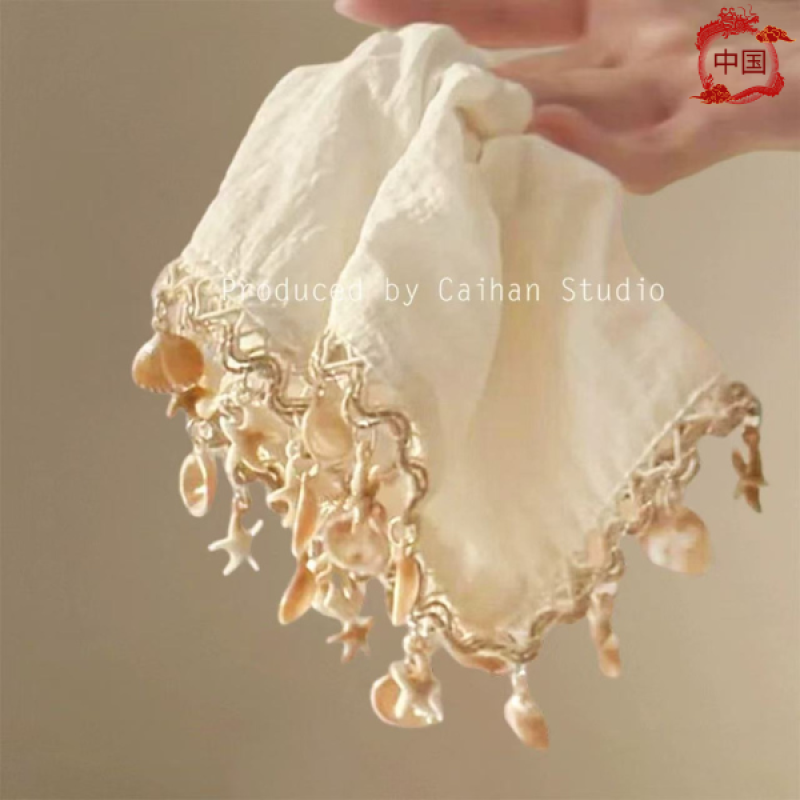 Cool summer Bohemian shell square scarf hair band hair rope square head rope versatile design niche hair accessories - image 5