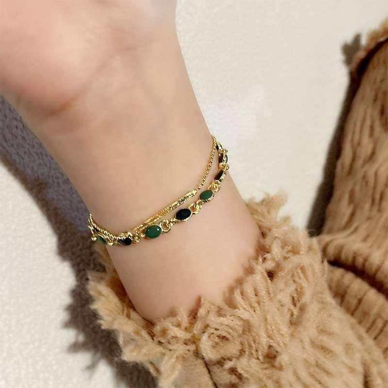 Trendy Accessories for Women Crystal Charm Bracelets Golden Beaded Chain Double Layered Adjustable Bracelet Jewelry Party Gift - image 4