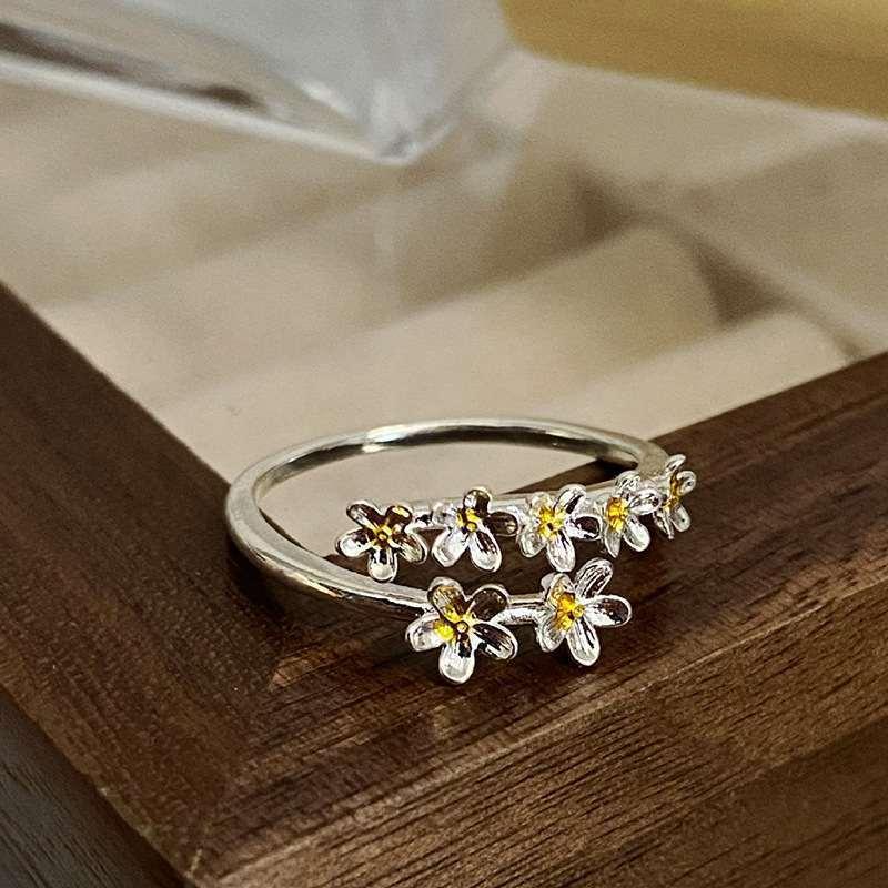 Delicate Flower Adjustable Ring for Women – Silver Color