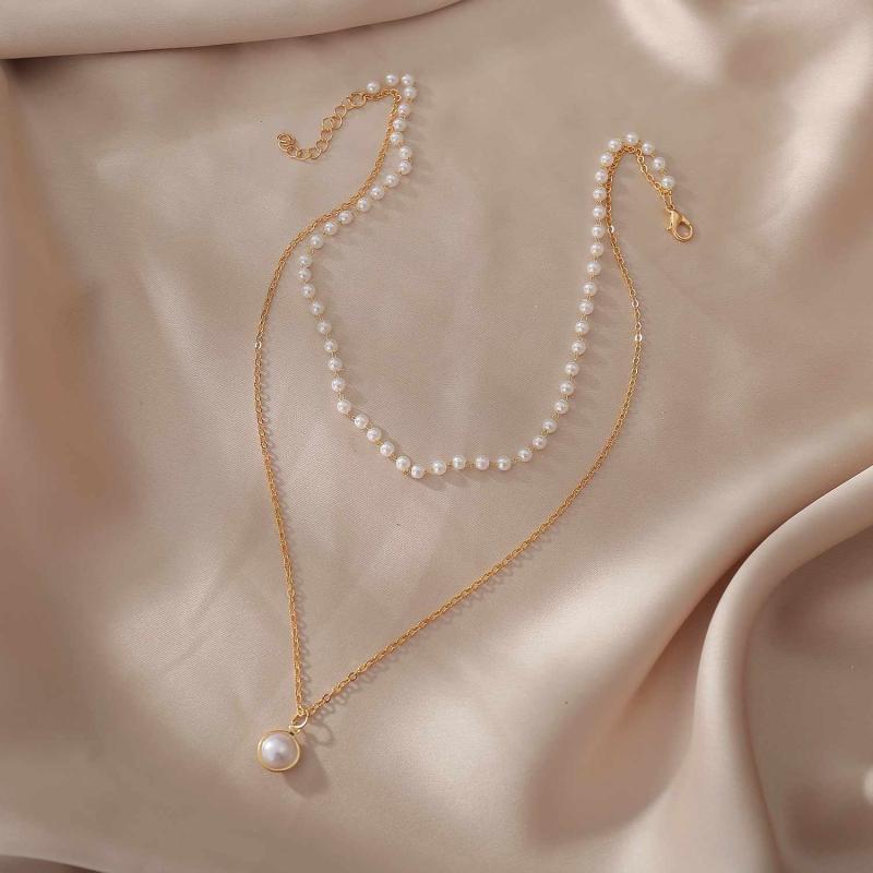 Beads Kpop Pearl Choker Necklace for Women – Gold Color