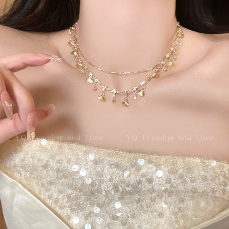 The Sea ~ Blue Zircon and Gold Shell Necklace | Versatile Bracelet | Light Luxury Jewelry - image 4