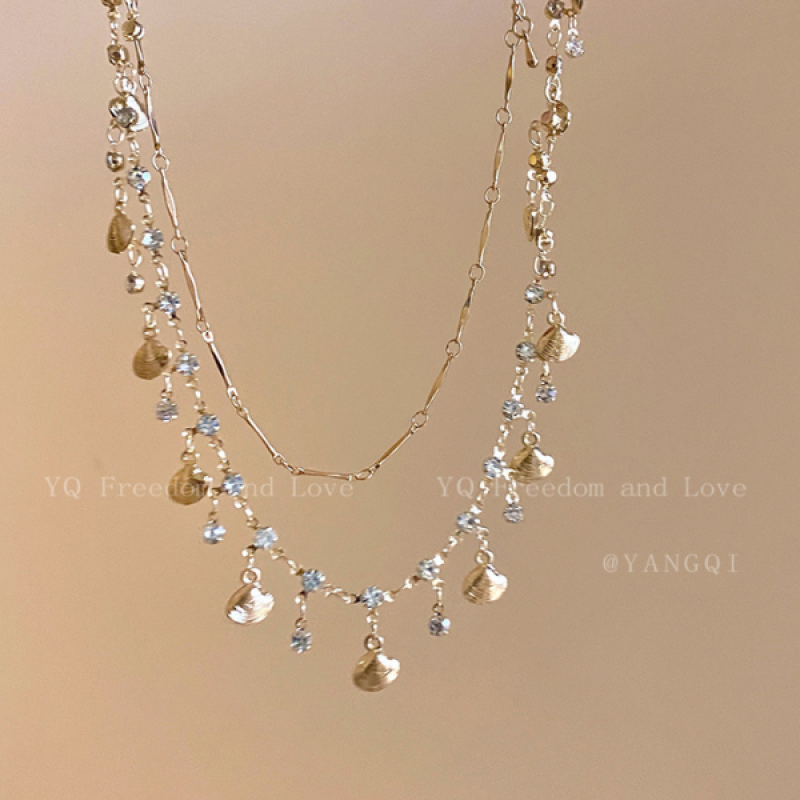 The Sea ~ Blue Zircon and Gold Shell Necklace | Versatile Bracelet | Light Luxury Jewelry - image 6