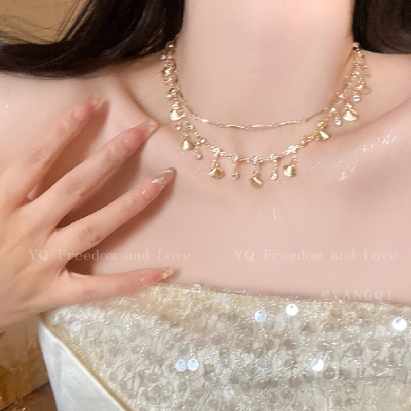 The Sea ~ Blue Zircon and Gold Shell Necklace | Versatile Bracelet | Light Luxury Jewelry - image 7