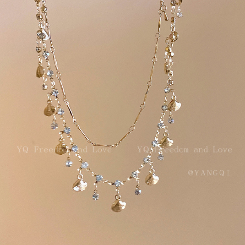 The Sea ~ Blue Zircon and Gold Shell Necklace | Versatile Bracelet | Light Luxury Jewelry - image 8